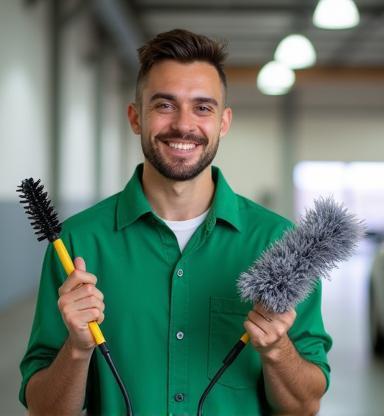 Technician offering free car wash demo