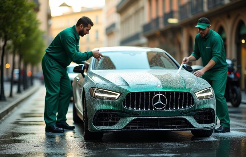 LavaggioVeloce team cleaning a car in Milan